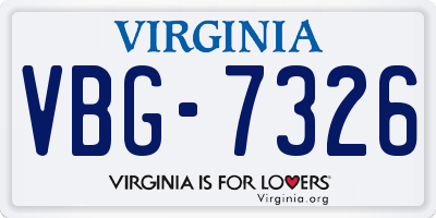 VA license plate VBG7326
