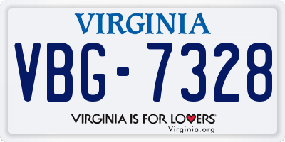 VA license plate VBG7328