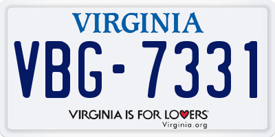 VA license plate VBG7331