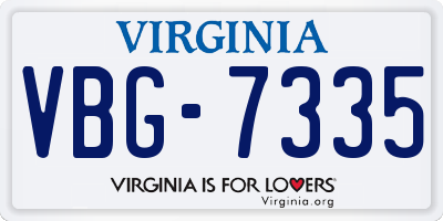 VA license plate VBG7335