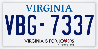 VA license plate VBG7337
