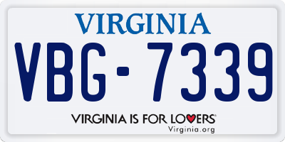 VA license plate VBG7339