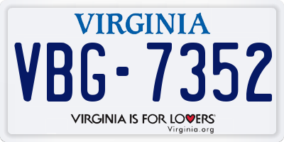 VA license plate VBG7352