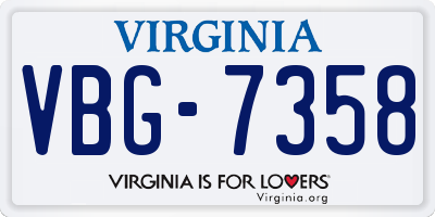 VA license plate VBG7358