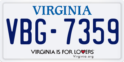 VA license plate VBG7359