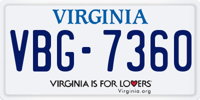 VA license plate VBG7360
