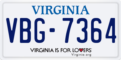VA license plate VBG7364