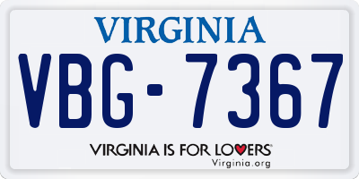 VA license plate VBG7367