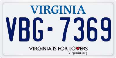 VA license plate VBG7369