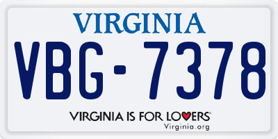 VA license plate VBG7378