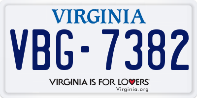 VA license plate VBG7382