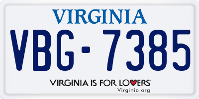 VA license plate VBG7385