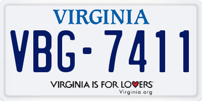VA license plate VBG7411