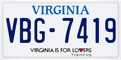 VA license plate VBG7419