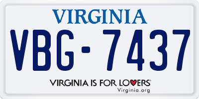 VA license plate VBG7437
