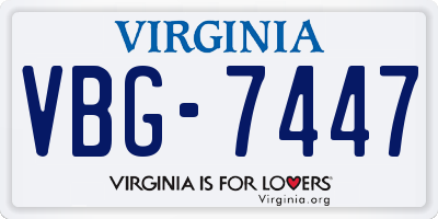 VA license plate VBG7447