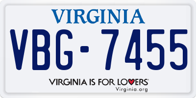 VA license plate VBG7455