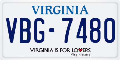 VA license plate VBG7480