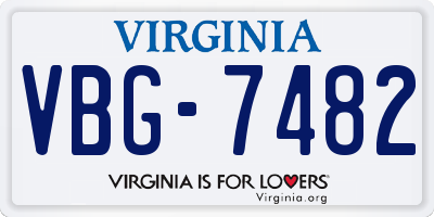 VA license plate VBG7482