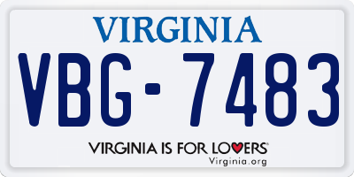 VA license plate VBG7483