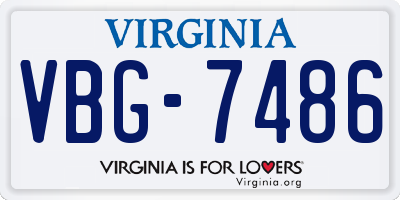 VA license plate VBG7486