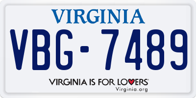 VA license plate VBG7489
