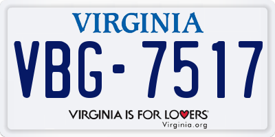 VA license plate VBG7517