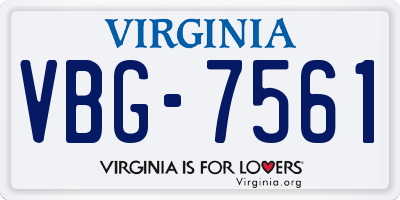 VA license plate VBG7561
