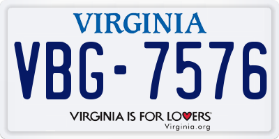 VA license plate VBG7576