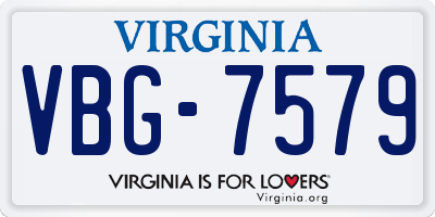 VA license plate VBG7579