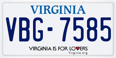 VA license plate VBG7585