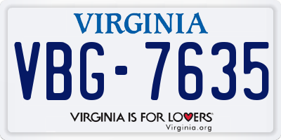 VA license plate VBG7635
