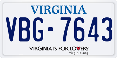 VA license plate VBG7643