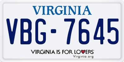 VA license plate VBG7645