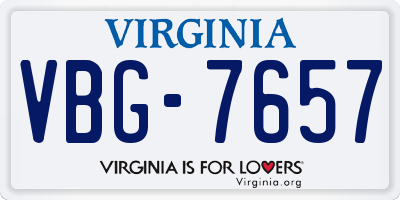 VA license plate VBG7657