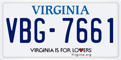 VA license plate VBG7661