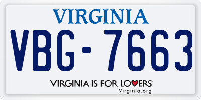VA license plate VBG7663