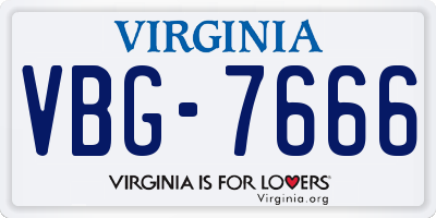 VA license plate VBG7666