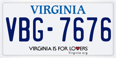 VA license plate VBG7676