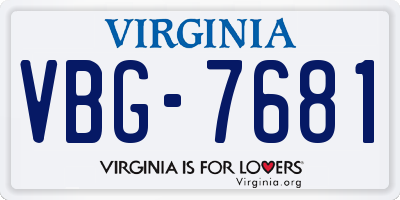 VA license plate VBG7681