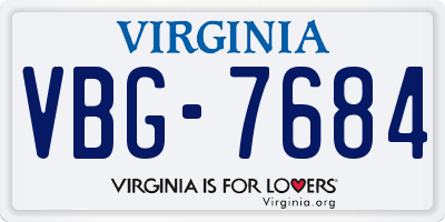 VA license plate VBG7684