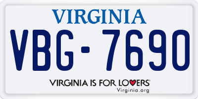 VA license plate VBG7690