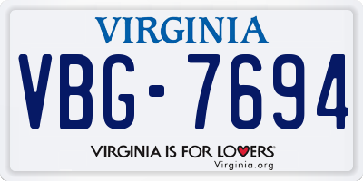 VA license plate VBG7694