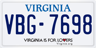 VA license plate VBG7698