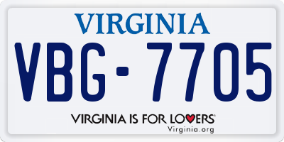 VA license plate VBG7705