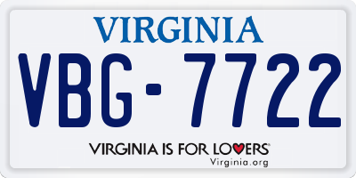 VA license plate VBG7722