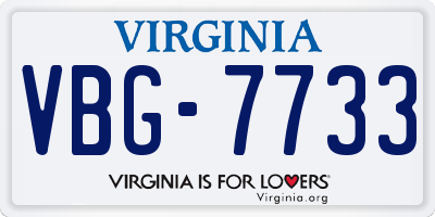 VA license plate VBG7733
