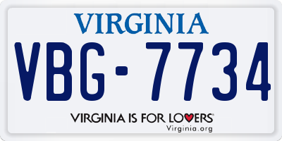 VA license plate VBG7734