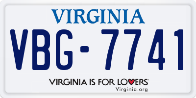 VA license plate VBG7741