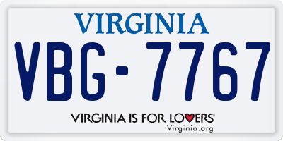 VA license plate VBG7767